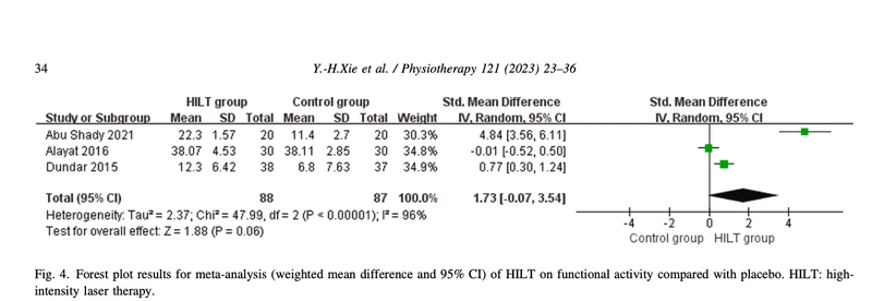 Meta-analysis data on neck pain in HILT research