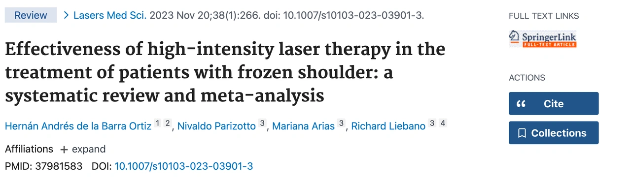 Representation of research on HILT in frozen shoulder
